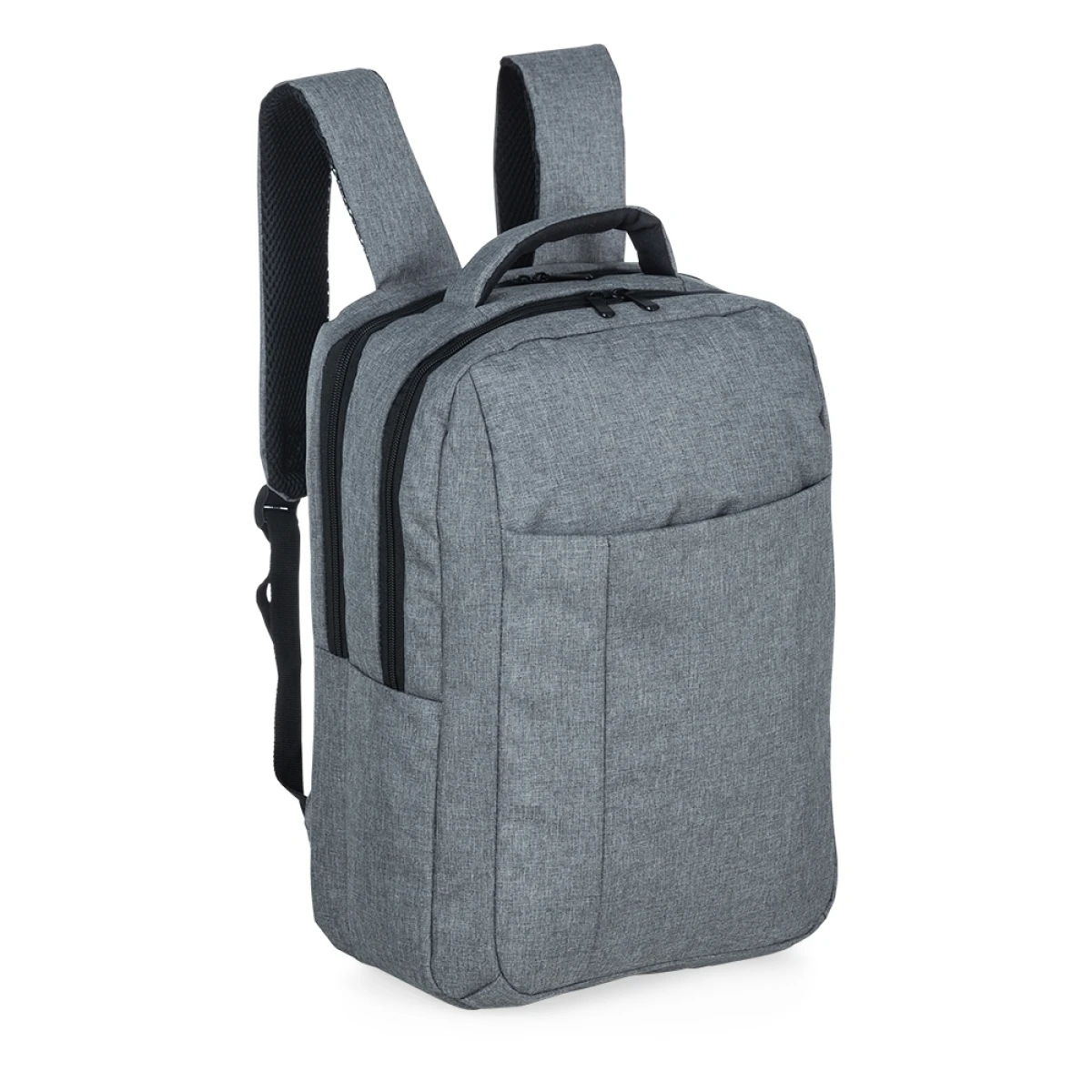 Mochila cinza para notebook e uso corporativo