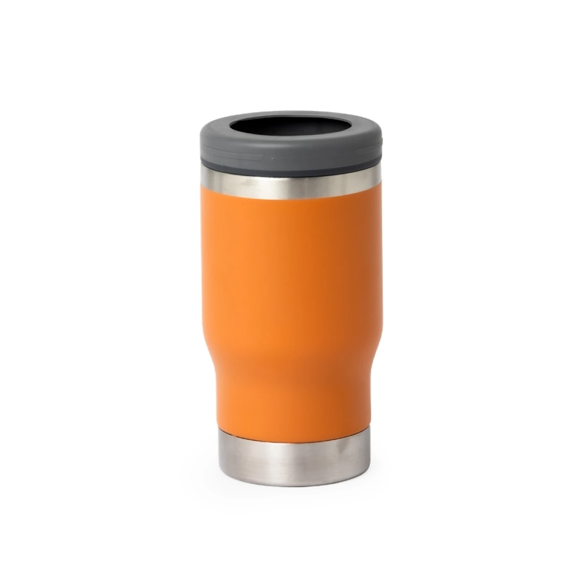 Copo térmico laranja com acabamento em inox
